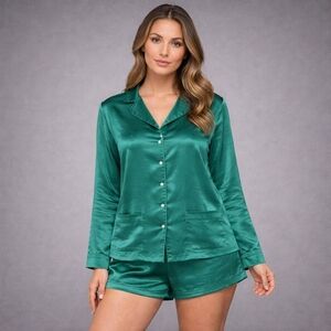 Victoria’s Secret Satin Pajama Set – Emerald Green | XS